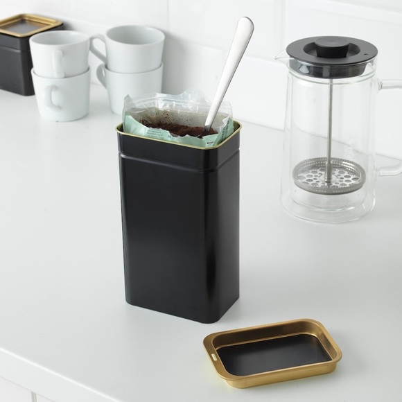 ☕ IKEA BLOMNING Coffee/Tea Canister - Black & Gold Metal Storage Tin ☕ - Picture 11 of 14